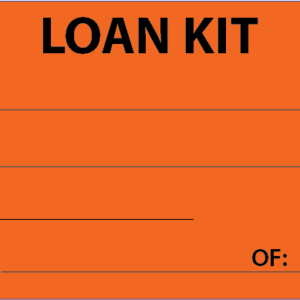 LOAN KIT - 110 x 50, Black print on Orange Tag, 100 per pack with ties