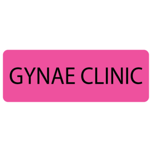 GYNAE CLINIC - 70 x 25, Paper, Black print on Fluoro Pink Label, 500 per roll