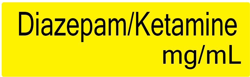 Diazepam / Ketamine mg/ml - 40 x 12, PAPER, Black print on Yellow Label, 800 per roll