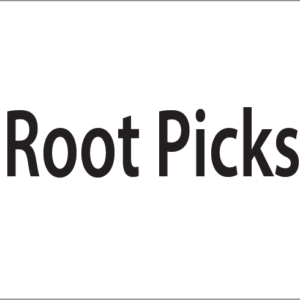 Root Picks -27mm x 36mm Black Print on White Label, 400 per roll