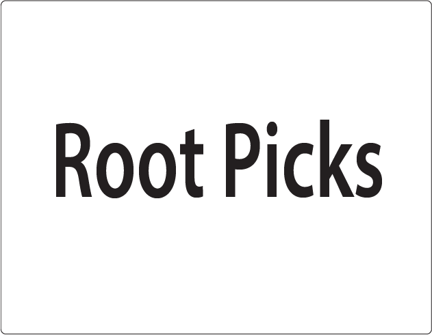Root Picks -27mm x 36mm Black Print on White Label, 400 per roll