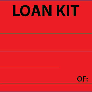 LOAN KIT - 110 x 50, Black print on Red Tag, 100 per pack with ties