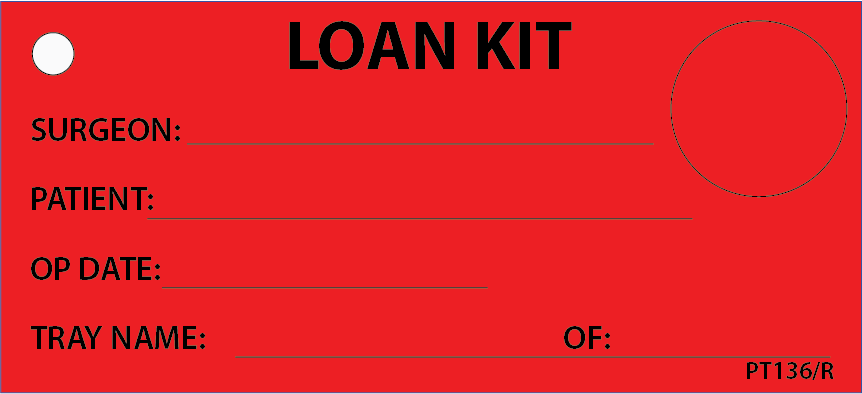 LOAN KIT - 110 x 50, Black print on Red Tag, 100 per pack with ties