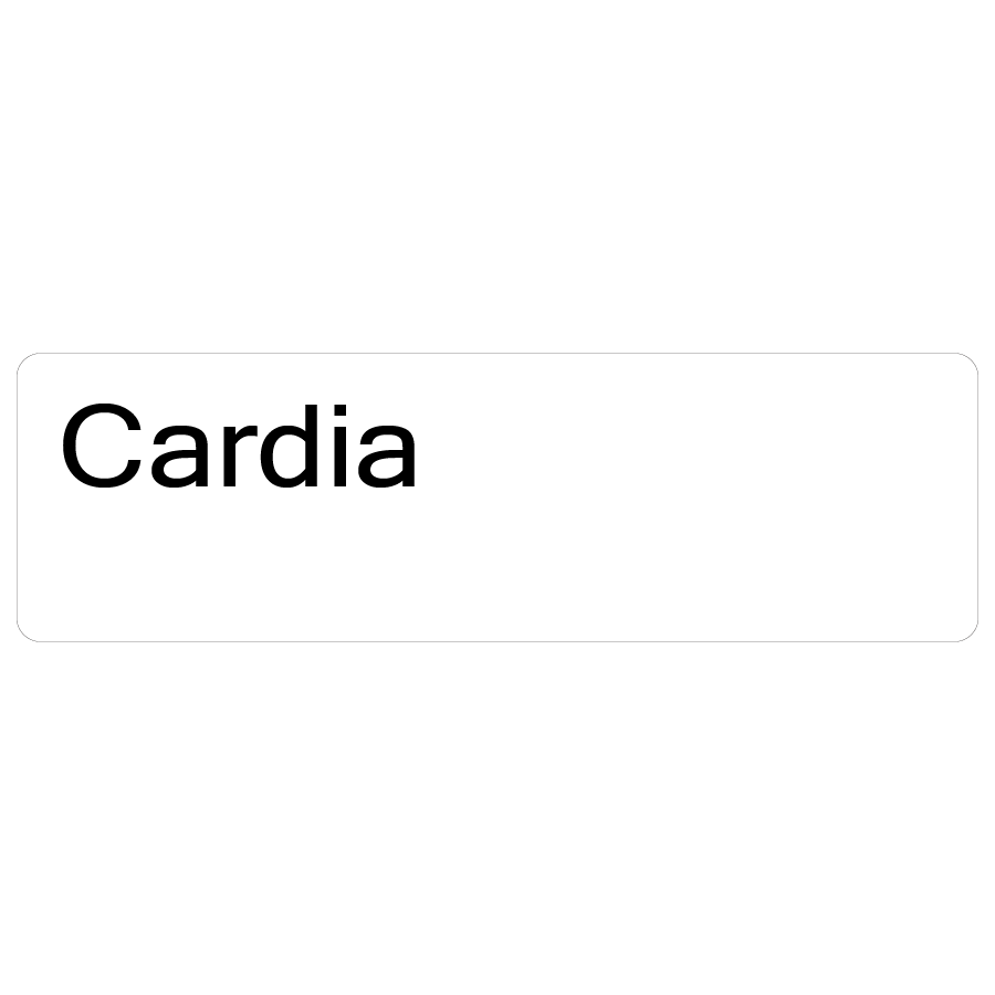 Cardia - 40 x 12, PAPER, Black print on White Label. 800 per roll