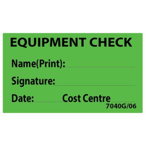 EQUIPMENT CHECK, 70 X 40 FLUORO GREEN, 500/ROLL