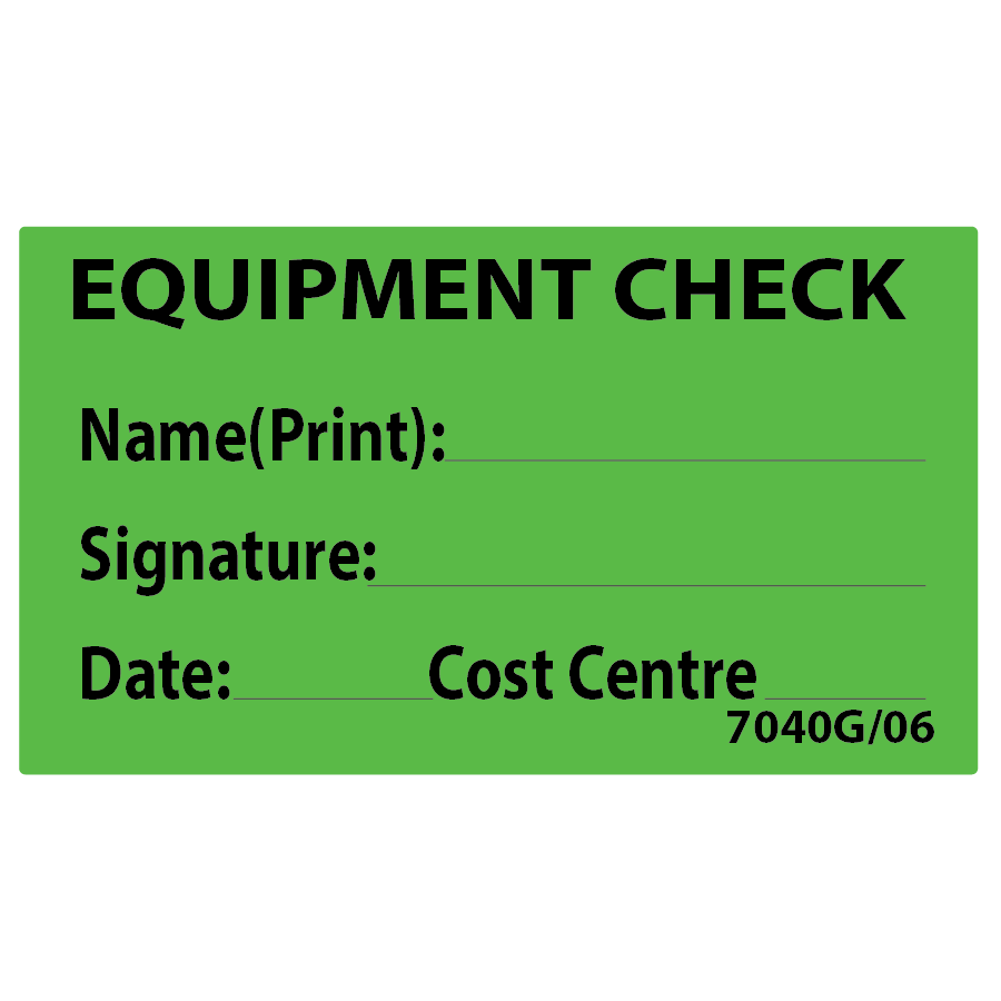 EQUIPMENT CHECK, 70 X 40 FLUORO GREEN, 500/ROLL