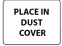 PLACE IN DUST COVER -43mm x 55mm Black Print on White Label, 400 per roll