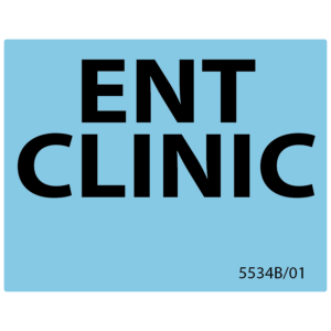 ENT CLINIC - 43mm x 55mm, PAPER, Black print on Blue label, 400 per roll