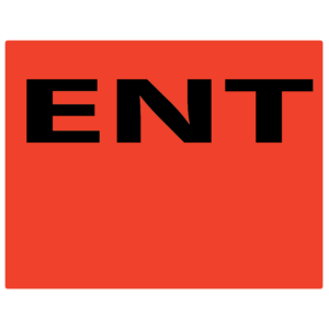 ENT - 43mm x 55mm, PAPER, Black print on Red label, 400 per roll