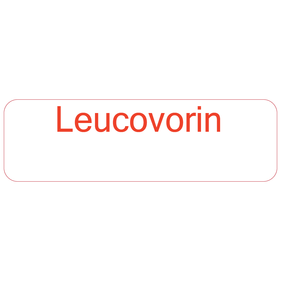 Leucovorin- 40 x 12, PAPER, Red print on White Label, 800 per roll