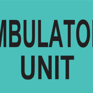 Emergency staff tag "AMBULATORY UNIT" - Black print on Teal Label, 60mm x 100mm, 250 per roll