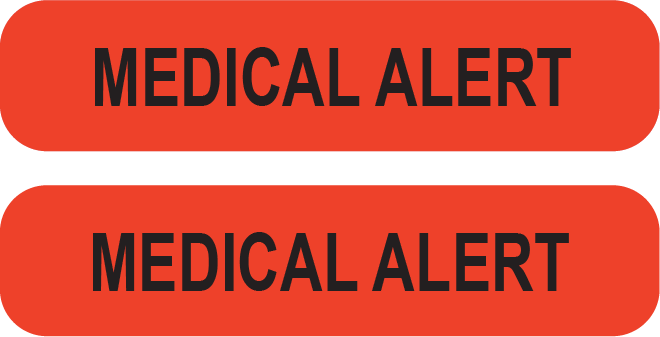 MEDICAL ALERT - Black Print on Red Label - 8 x 35mm - 1,000 Per Roll ML/