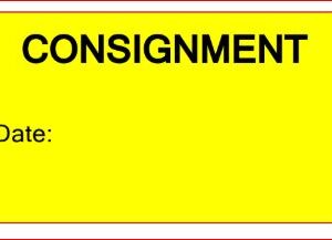 Consignment - 70 x 40, PAPER, Black print on Fluoro Yellow label, 500 per roll