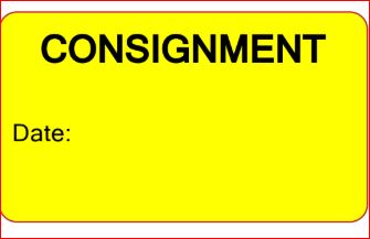 Consignment - 70 x 40, PAPER, Black print on Fluoro Yellow label, 500 per roll