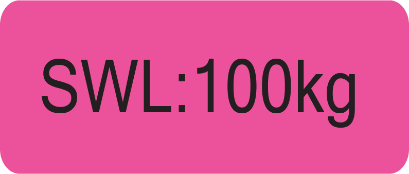 SWL : 100kg, 70 x 25, PAPER, Black print on Fluoro Pink Label, 500 per roll