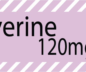 Papaverine (120mg/10ml) - Black on Violet with White Stripe Border - PAPER, 100 Per Pack Gamma Sterilised.