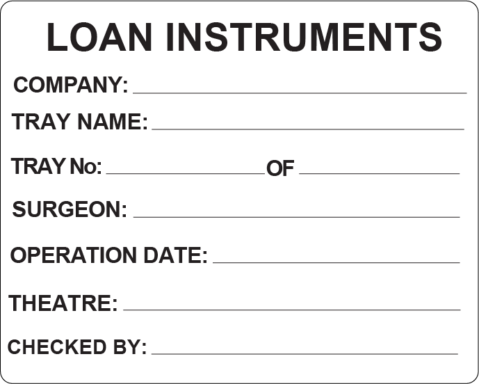 LOAN INSTRUMENTS- 100 x 80, PAPER, Black Print on White Label, 400 per roll