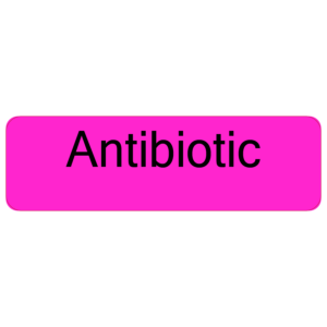 Antibiotic - 40 x 12, PAPER, Black print on Fluoro Pink Label, 800 per roll (Not to Aus Standards)