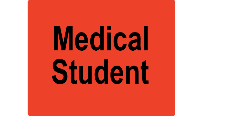 Medical Student - 43mm x 55mm, PAPER, Black print on Red label, 400 per roll
