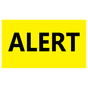 ALERT - 70x40mm, Black print on Fluoro Yellow label, 500 per roll