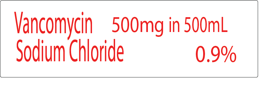 Vancomycin 500mg in 500mL Sodium Chloride 0.9%- RED on White, POLY, 100 Per Box, Gamma Sterilized