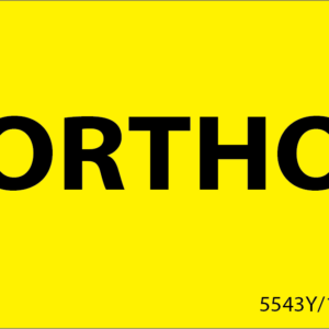Ortho - Black print on Yellow label, 43mm x 55mm, 400 per roll