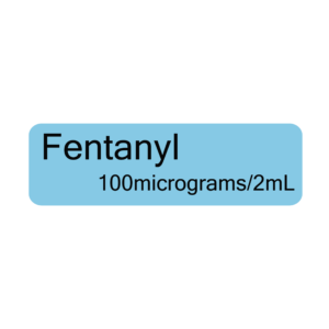 Fentanyl 100micrograms/2ml, 40 x 12, PAPER, Black print on Blue Label, 800 per roll