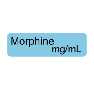 Morphine mg/ml, 40 x 12, PAPER, Black print on Blue Label, 800 per roll