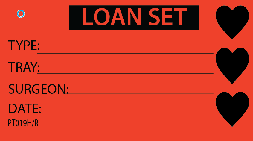 LOAN SET - 50 x 90, Black Print on Red, with HEARTS, Packs of 100 with Ties