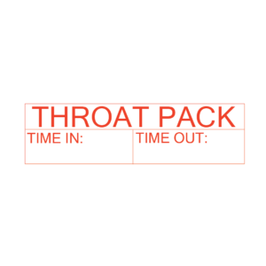 THROAT PACK TIME IN TIME OUT- 40 x 12, PAPER, Red print on White Label, 800 per roll