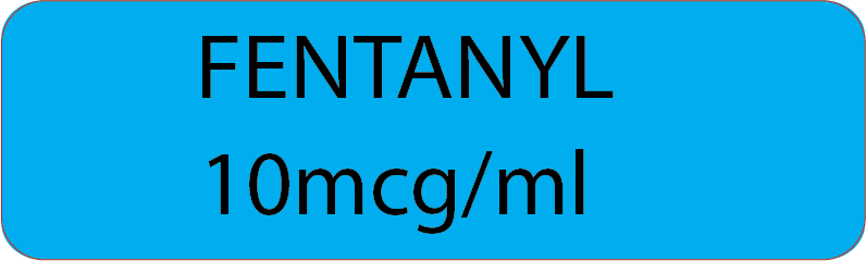 FENTANYL 10mcg/mL - 40 x 12, Black print on Blue label, POLY, 800 Per Roll