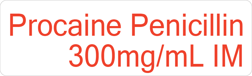Procaine Penicillin 300mg/mL IM 40 x 12, PAPER, Red print on White Label, 800 per roll