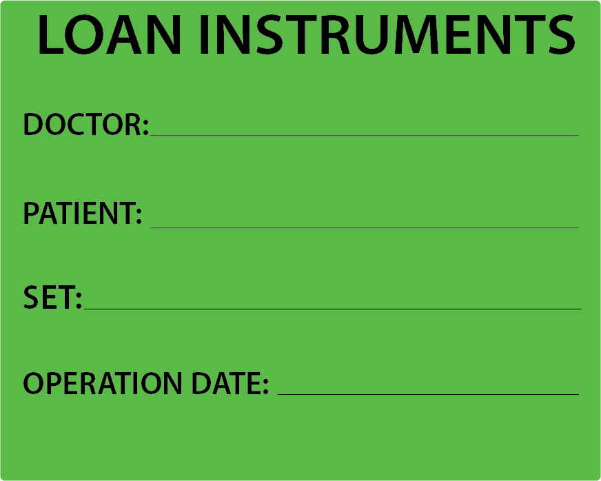 LOAN INSTRUMENTS - PAPER, 100 x 80, Black print on Fluoro Green label, 400 per roll