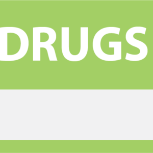 Emergency staff tag "DRUGS" - White on Green, 60mm x 100mm, 125 per roll