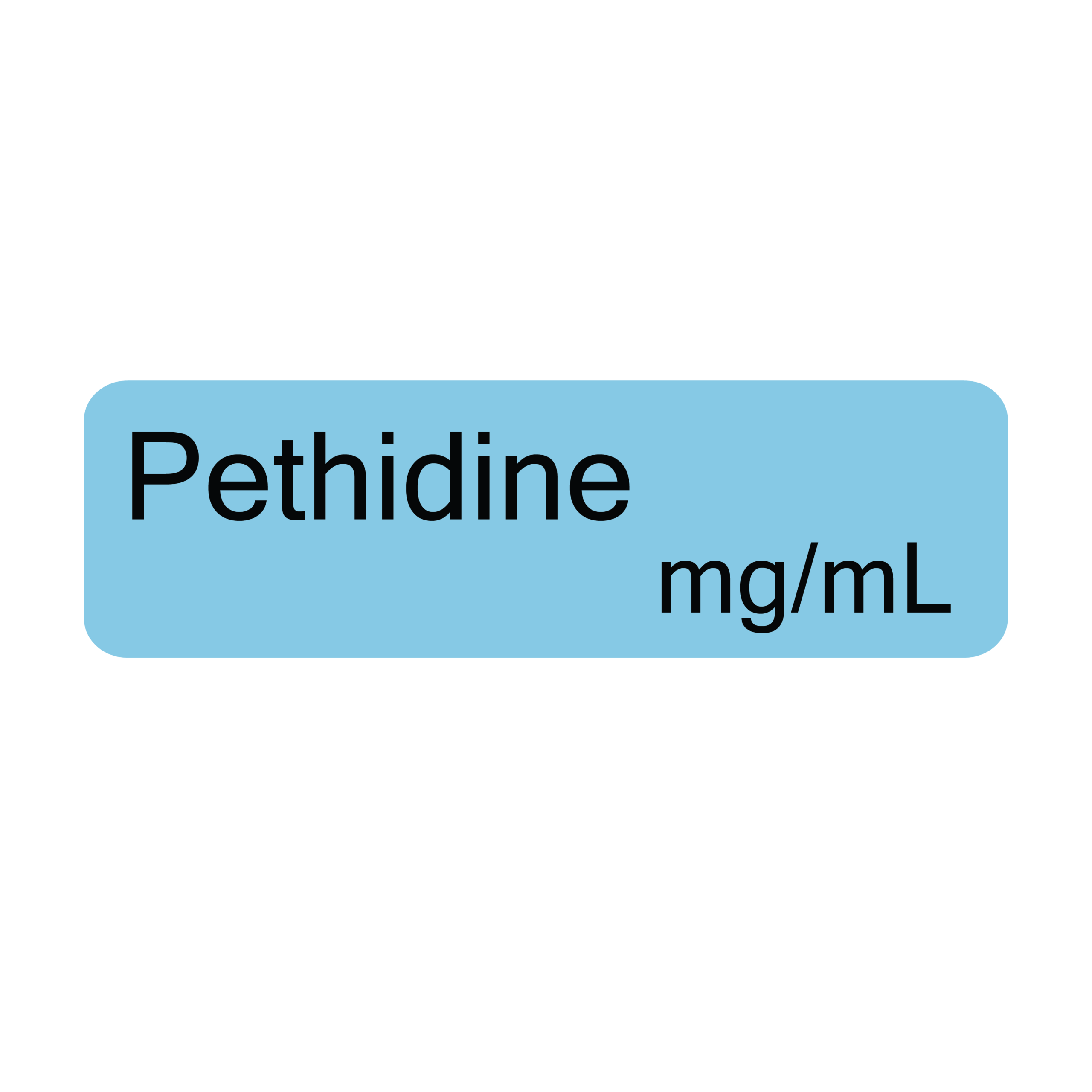Pethidine mg/mL , 40 x 12, PAPER, Black print on Blue Label, 800 per roll