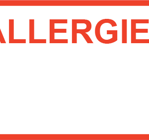 ALLERGIES, 70mm x 25mm, PAPER, Red Print on White Label with red boarder, 500 per roll