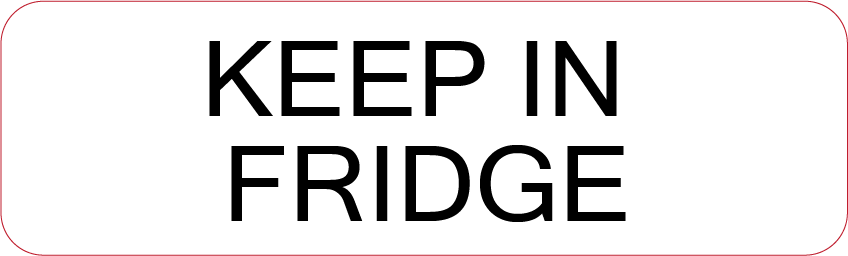 KEEP IN FRIDGE, 40 x 12, Paper with Acrylic Permanent Adhesive, Black Print on white label, 800 per roll.