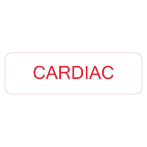 CARDIAC - 40 x 12, PAPER, Red print on White Label, 800 per roll