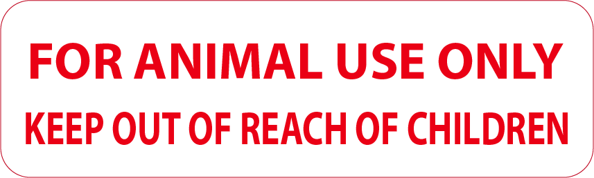 FOR ANIMAL USE ONLY KEEP OUT OF REACH OF CHILDREN- 40 x 12, PAPER, Red print on White Label, 800 per roll