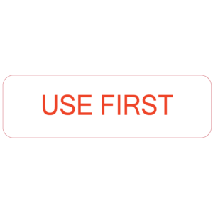 USE FIRST- 40 x 12, PAPER, Red print on White Label, 800 per roll