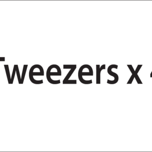 Tweezers x 4 -27mm x 36mm Black Print on White Label, 400 per roll