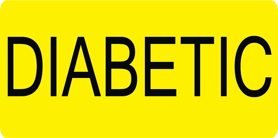 DIABETIC - 40 x 12, PAPER, Black print on Yellow Label, 800 per roll