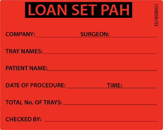 Loan Set PAH - 100 x 80, PAPER, Black print on Red Label, 400 per roll