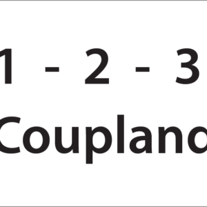1-2-3 Coupland -27mm x 36mm Black Print on White Label, 400 per roll