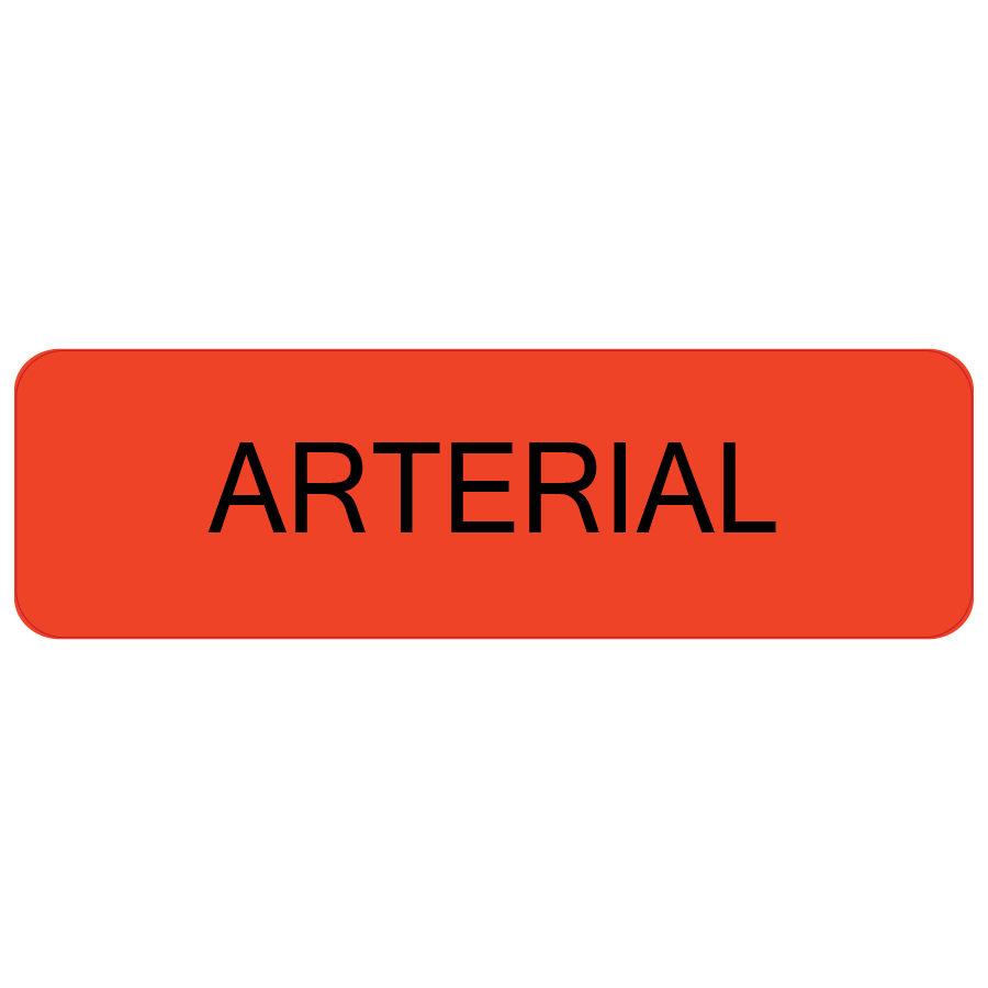 ARTERIAL - 40 x 12, PAPER, Black print on Red Label, 800 per roll