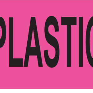PLASTIC - 27 x 36, PAPER, Black Print on Pink Label, 400 per roll