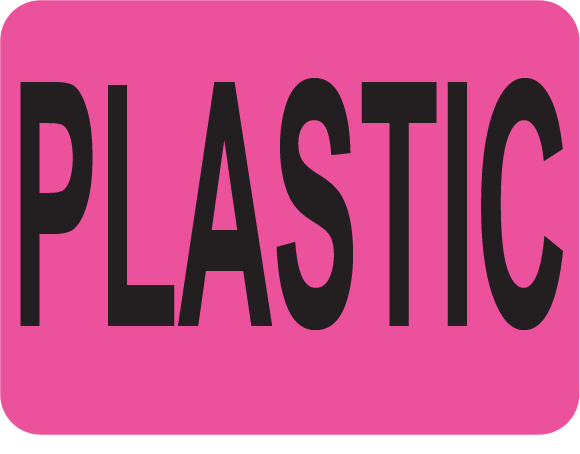 PLASTIC - 27 x 36, PAPER, Black Print on Pink Label, 400 per roll