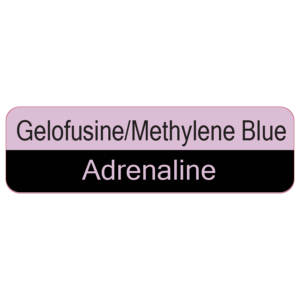 Gelofusine, Methylene Blue, Adrenaline - 40 x 12, PAPER, Black print on violet Label, 800 per roll