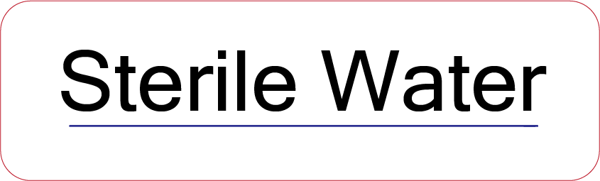 Sterile Water, 40 x 12, PAPER, Black print on Blue Underline on White label, 800 per roll