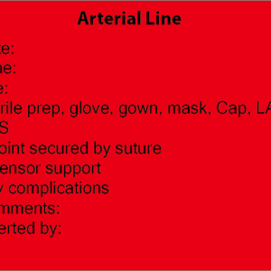 Arterial Line- 100 x 80, PAPER, Black print on Red Label, 400 per roll